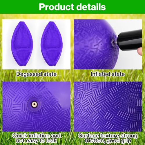 HSLCGF 12 Pcs Dodgeballs 5 Inch Playground Ball Kickball Purple Inflatable Rubber Handball Dodge Ball with 1 Hand Pump for Outdoors Ball Games Gym Camps Picnic (Needle is at The Top of The Pump) - Image 3
