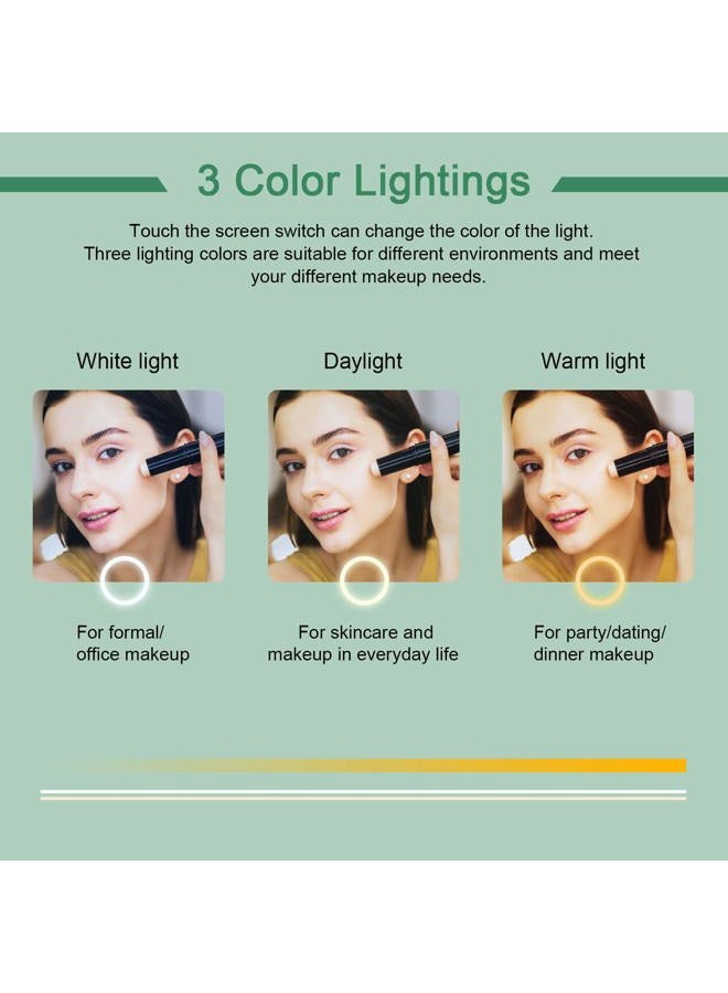 DeWEISN Folding Travel Mirror Lighted Makeup Mirror with 72 LEDs 3 Colors Light Modes, USB Rechargable, Portable, Ultra Thin, CompactVanity Mirror with Touch Screen Dimming for Cosmetic (Green) - Image 4