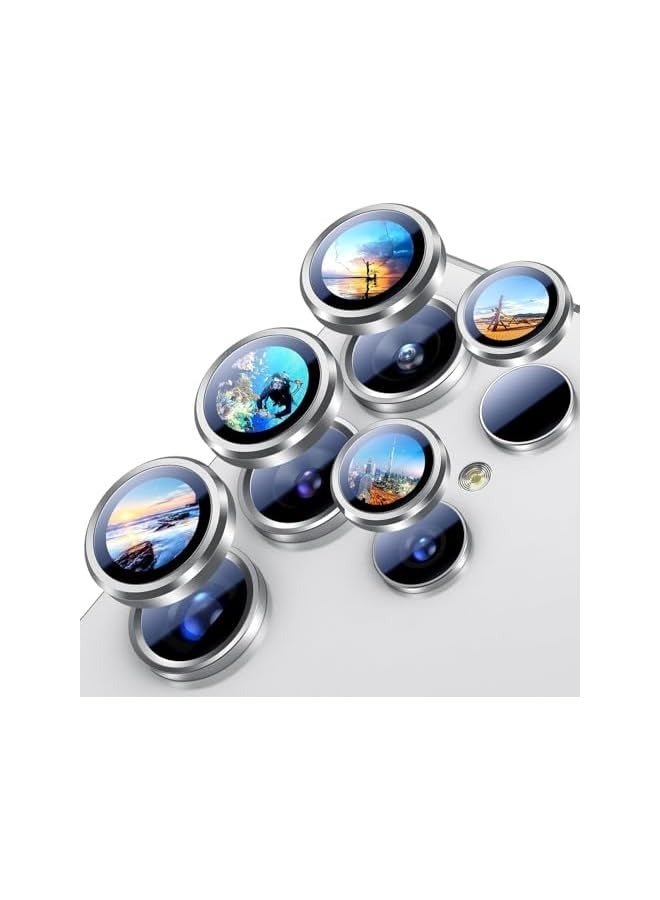 PROMASS Galaxy S24 Ultra Camera Lens Protector, [Not Easy to Break] [Strong Adsorption] Optical Grade Tempered Glass+Metal Individual Ring Scratch-Resistance Camera Screen Cover (Silver) - Image 1