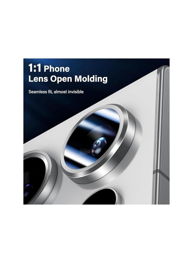 PROMASS Galaxy S24 Ultra Camera Lens Protector, [Not Easy to Break] [Strong Adsorption] Optical Grade Tempered Glass+Metal Individual Ring Scratch-Resistance Camera Screen Cover (Silver) - Image 2