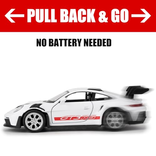 RMZ City 1:36 Scale Porsche 911 GT3 RS Car Model, Diecast Pull Back Model Toy Car, Doors Open, Collection Kids Toy for Aged 3 and up, Gift White - Image 3