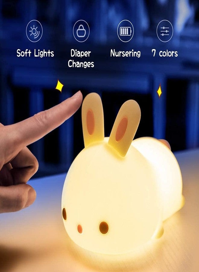 Limpus Night Light for Kids Baby Lamp Night Lights for Room Girls Night Light, Silicone Nursery Squishy Soft Rechargeable Color Changing Cute Night Light for Birthday Gift (Bunny lamp) - Image 4