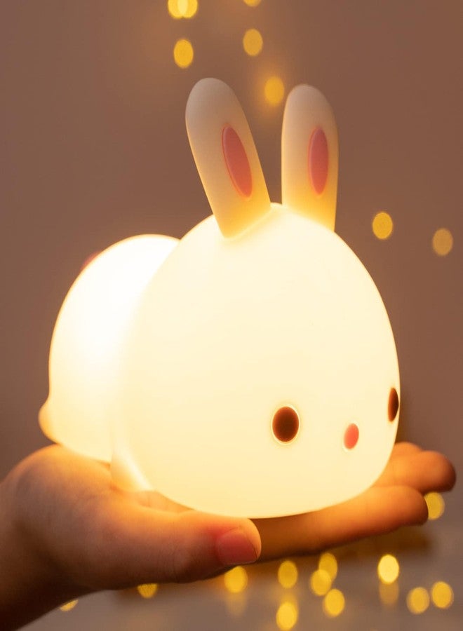 Limpus Night Light for Kids Baby Lamp Night Lights for Room Girls Night Light, Silicone Nursery Squishy Soft Rechargeable Color Changing Cute Night Light for Birthday Gift (Bunny lamp) - Image 1