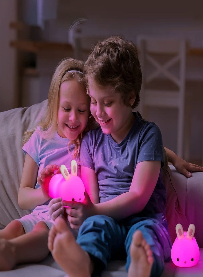 Limpus Night Light for Kids Baby Lamp Night Lights for Room Girls Night Light, Silicone Nursery Squishy Soft Rechargeable Color Changing Cute Night Light for Birthday Gift (Bunny lamp) - Image 3