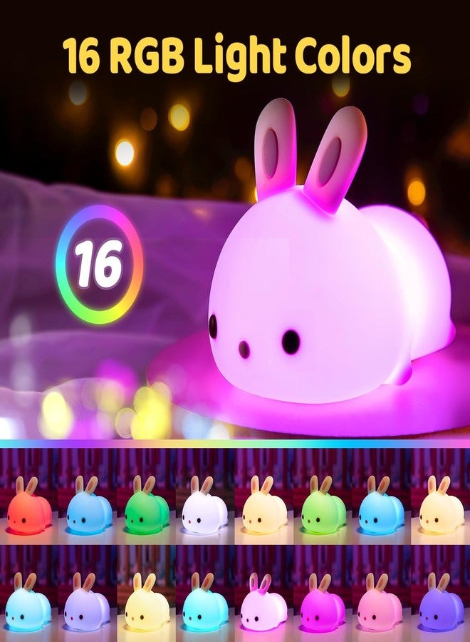 Limpus Night Light for Kids Baby Lamp Night Lights for Room Girls Night Light, Silicone Nursery Squishy Soft Rechargeable Color Changing Cute Night Light for Birthday Gift (Bunny lamp) - Image 5