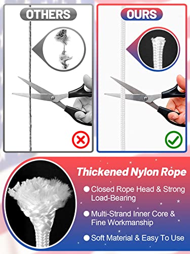 PAMASE Flag Rope and Clips Kit - 50ft Flag Pole Rope Halyard with Cleat Hook & 4 Pcs Swivel Snap Clips for Flagpoles Up to 25ft, Outdoor Porch Flagpoles Repair Replacement Parts Accessories - Image 5