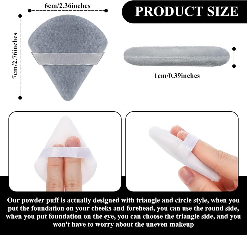 Maitys 12 Pieces Powder Puff Triangle Face Makeup Cosmetic for Loose Powder Soft Body Washable Reusable Foundation Sponge Mineral Wet Dry Makeup Tool(Black, Gray, White, Small) - Image 2