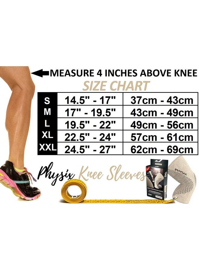 Physix Gear Sport PHYSIX GEAR Knee Support Brace - Premium Recovery & Compression Sleeve for Meniscus Tear, ACL, MCL Running & Arthritis - Best Neoprene Stabilizer Wrap for Crossfit, Squats & Workouts (Single Beige M) - Image 1