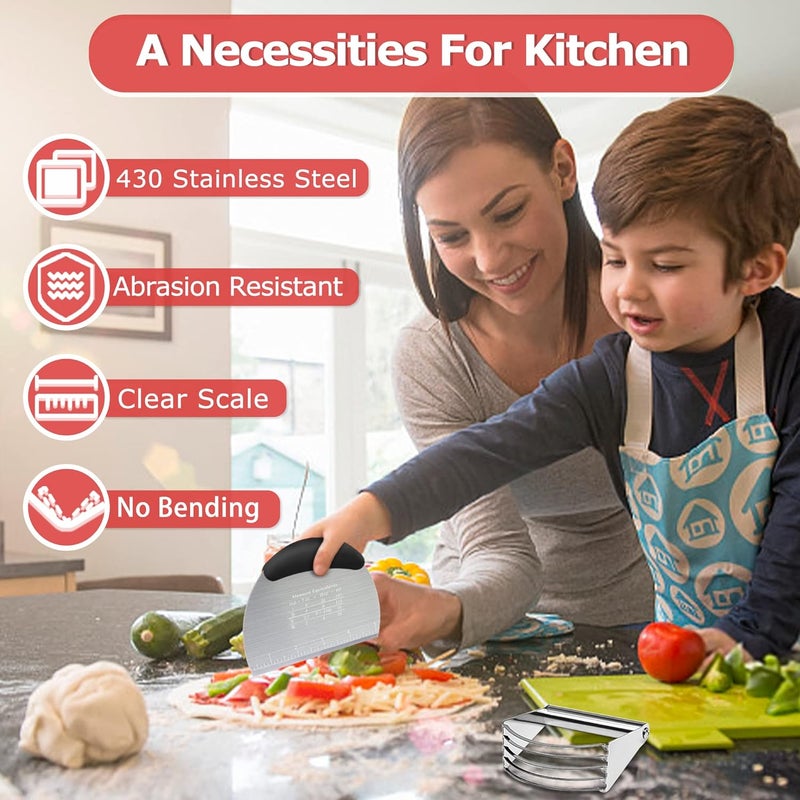 Choicy Pastry Cutter Dough Scraper Dough Cutter Scraper Tool Kitchen Pastry Blender,Stainless Steel Pastry Cutters Heavy Duty Dough Cutter for Kitchen Baking Tools,Comfortable and Dishwasher Safe (Black) - Image 2