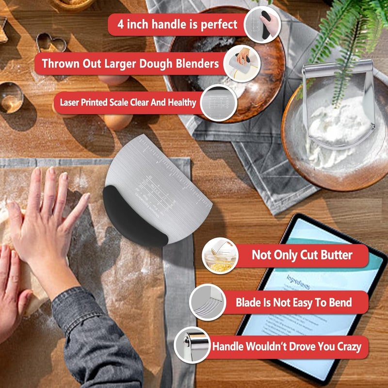 Choicy Pastry Cutter Dough Scraper Dough Cutter Scraper Tool Kitchen Pastry Blender,Stainless Steel Pastry Cutters Heavy Duty Dough Cutter for Kitchen Baking Tools,Comfortable and Dishwasher Safe (Black) - Image 4