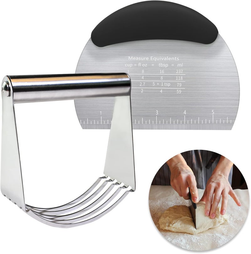 Choicy Pastry Cutter Dough Scraper Dough Cutter Scraper Tool Kitchen Pastry Blender,Stainless Steel Pastry Cutters Heavy Duty Dough Cutter for Kitchen Baking Tools,Comfortable and Dishwasher Safe (Black) - Image 1