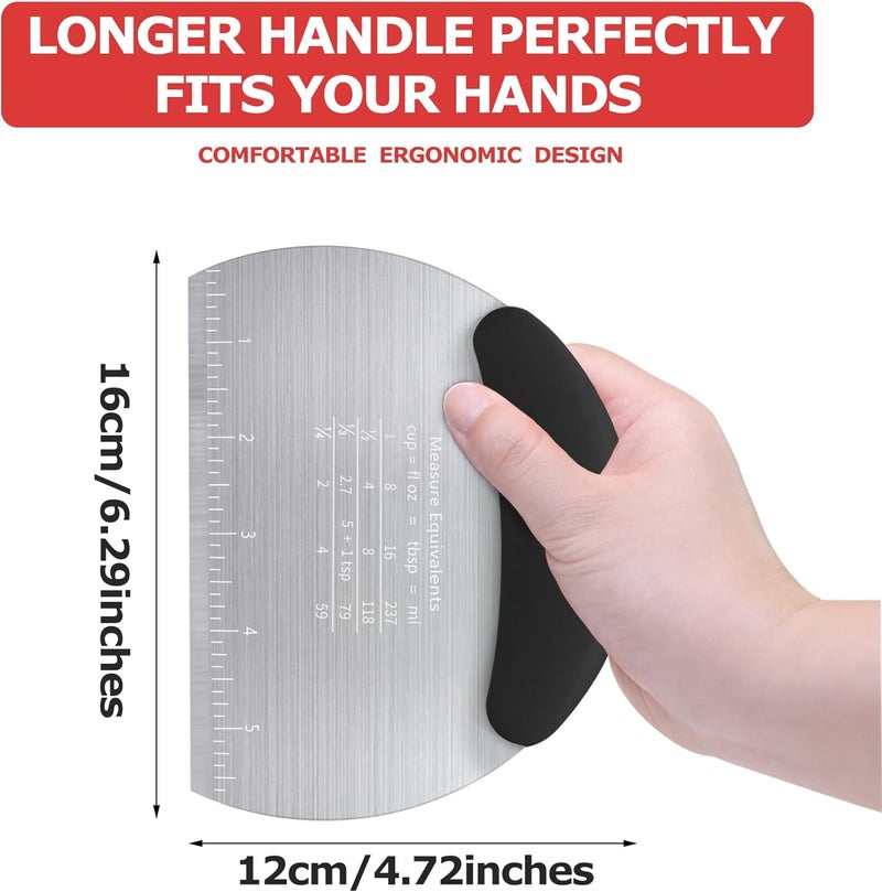 Choicy Pastry Cutter Dough Scraper Dough Cutter Scraper Tool Kitchen Pastry Blender,Stainless Steel Pastry Cutters Heavy Duty Dough Cutter for Kitchen Baking Tools,Comfortable and Dishwasher Safe (Black) - Image 5