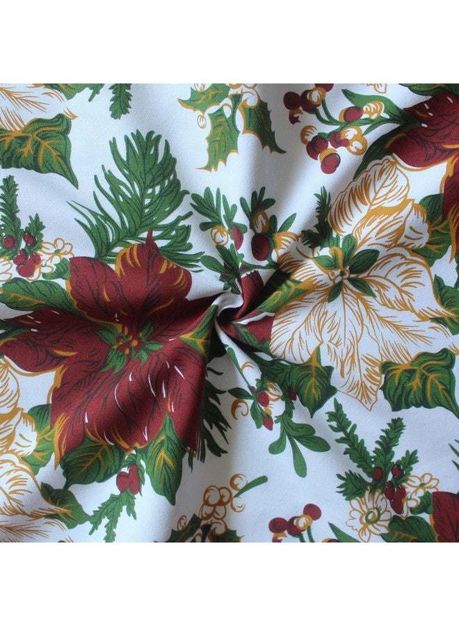 AIRWILL Cotton Floral Pattern 6 Seater Table Cloth Pack of 1 Pc (Maroon) - Rectangular - Image 2