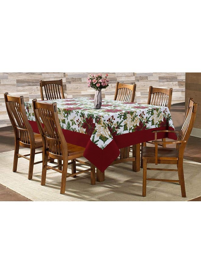 AIRWILL Cotton Floral Pattern 6 Seater Table Cloth Pack of 1 Pc (Maroon) - Rectangular - Image 1