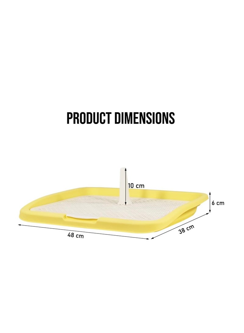 أن ان سي بيتس صينية تدريب الكلاب مع عمود ، وقعادة الشبكة القابلة للإزالة ، وحامل وسادة الكلاب الخالي من الكتلة ، وحمام أليف متين 48 سم للكلاب الصغيرة إلى المتوسطة ، ومثالية للداخلية/الخارجية ، (أصفر) - Image 2