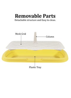 NNC PETS Dog training tray with Column, Removable grid potty, Mass-free, and Washable dog pee pad holder, 48cm Sturdy pet toilet for small to medium dogs, and Ideal for Indoor/Outdoor, (Yellow)  - Image 3