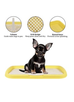 NNC PETS Dog training tray with Column, Removable grid potty, Mass-free, and Washable dog pee pad holder, 48cm Sturdy pet toilet for small to medium dogs, and Ideal for Indoor/Outdoor, (Yellow)  - Image 4