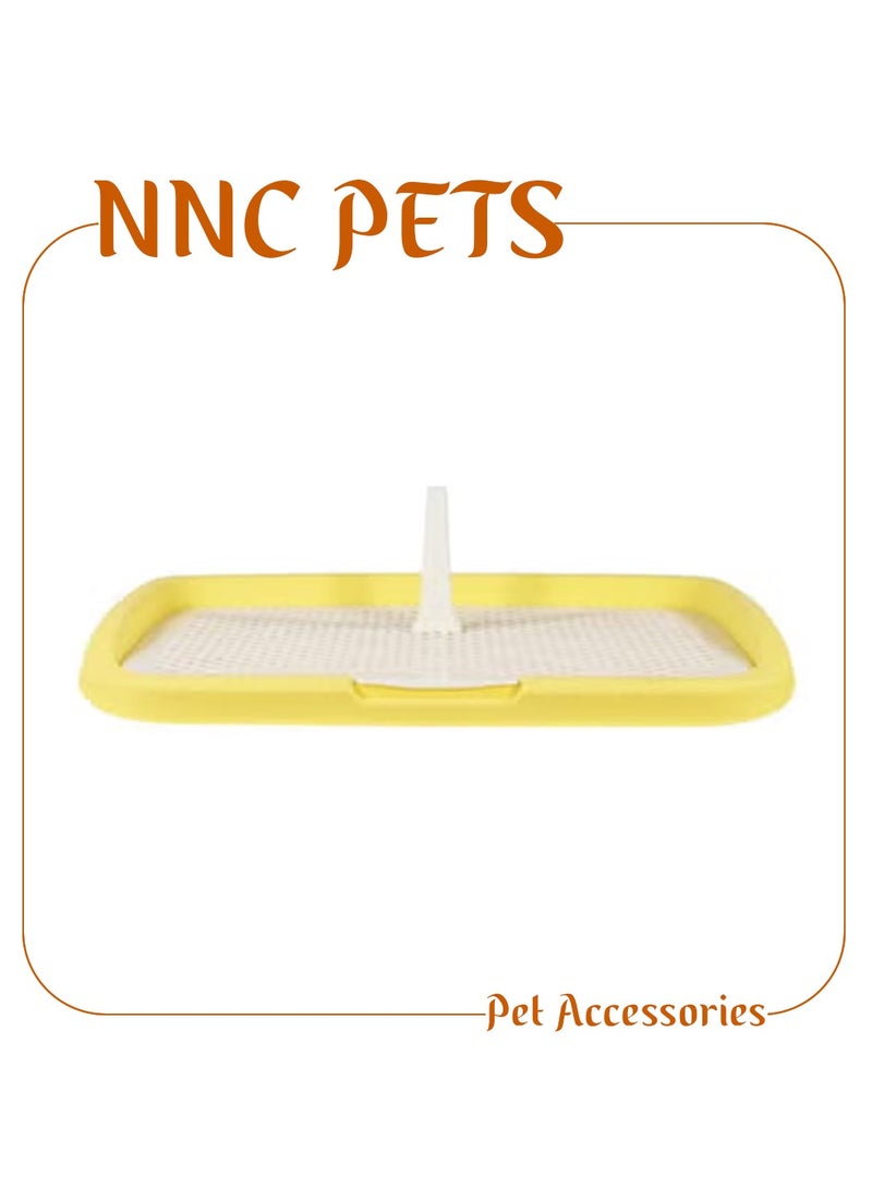 NNC PETS Dog training tray with Column, Removable grid potty, Mass-free, and Washable dog pee pad holder, 48cm Sturdy pet toilet for small to medium dogs, and Ideal for Indoor/Outdoor, (Yellow) - Image 1
