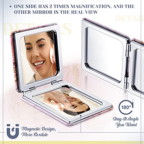 Cindeer 20 Pcs Compact Mirror Bulk Small Purse Portable Pocket Hand Double Sided Magnifying Makeup Mirror Square with 2X 1x Magnification for Girls Woman Mother Travel - Image 3