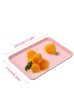 Excefore Serving Tray with Easy Grip Handles, Anti-Slip Food Tray, Can Hold Condiment Bottles, Rectangular Plastic Tray, for Restaurants, Kitchens, Parties (Gray, Green, Pink)  - Image 3