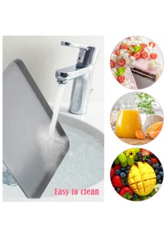 Excefore Serving Tray with Easy Grip Handles, Anti-Slip Food Tray, Can Hold Condiment Bottles, Rectangular Plastic Tray, for Restaurants, Kitchens, Parties (Gray, Green, Pink)  - Image 4