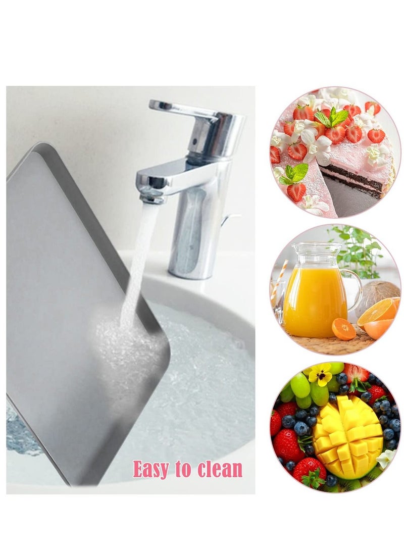 Excefore Serving Tray with Easy Grip Handles, Anti-Slip Food Tray, Can Hold Condiment Bottles, Rectangular Plastic Tray, for Restaurants, Kitchens, Parties (Gray, Green, Pink)  - Image 4