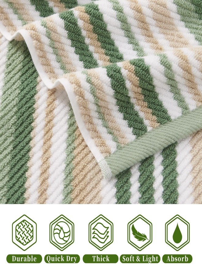VOOVA & MOVAS Striped Washcloths 6 Pack, 100% Cotton, 13x13 in, Sage Beige - Image 2