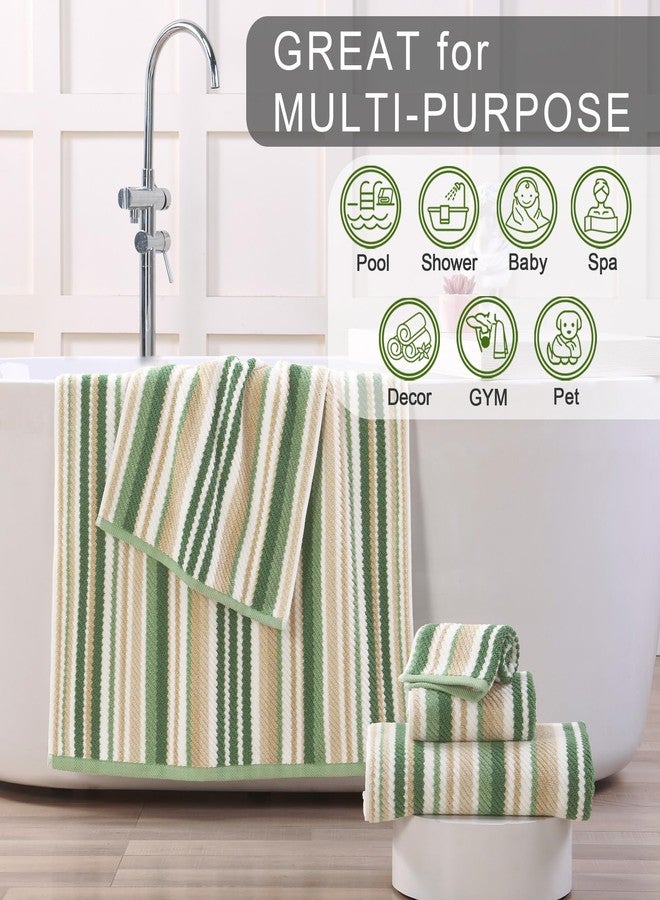 VOOVA & MOVAS Striped Washcloths 6 Pack, 100% Cotton, 13x13 in, Sage Beige - Image 4