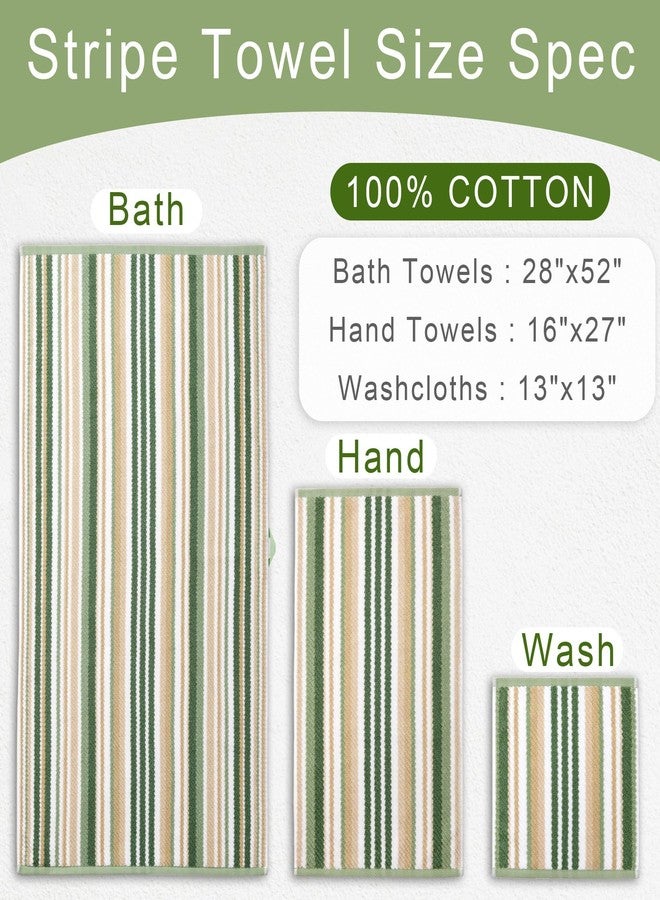 VOOVA & MOVAS Striped Washcloths 6 Pack, 100% Cotton, 13x13 in, Sage Beige - Image 3