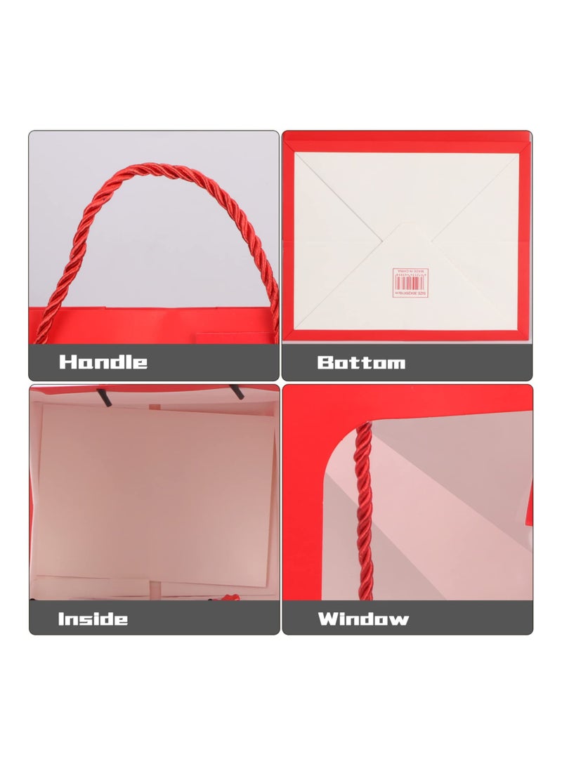 Zikra Assorted Color Gift Bags with Window (6 Pack) - Medium Size Thick Paper Bags with Handles for Weddings, Birthdays, and Baby Showers (7.9" x 11.8" x 6.3", 3 Colors) - Image 4