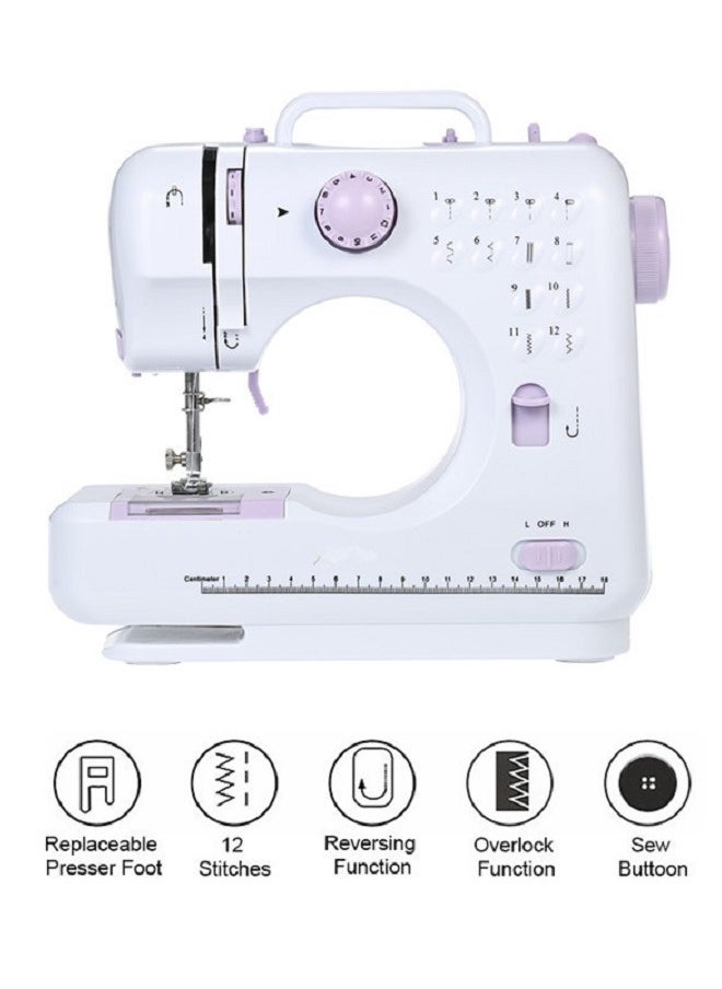 Joshberg - Portable Sewing Machine,Electric Mini Sewing Machine,505A White/Purple - Image 1
