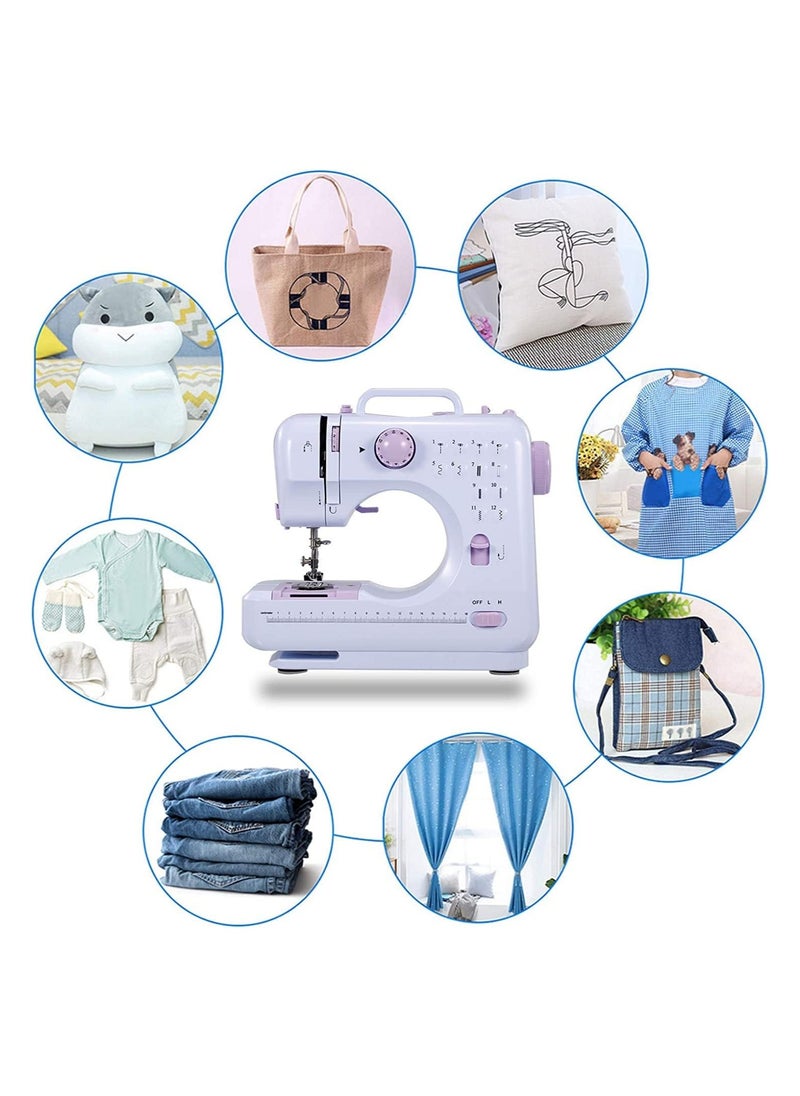 Joshberg - Portable Sewing Machine,Electric Mini Sewing Machine,505A White/Purple - Image 1