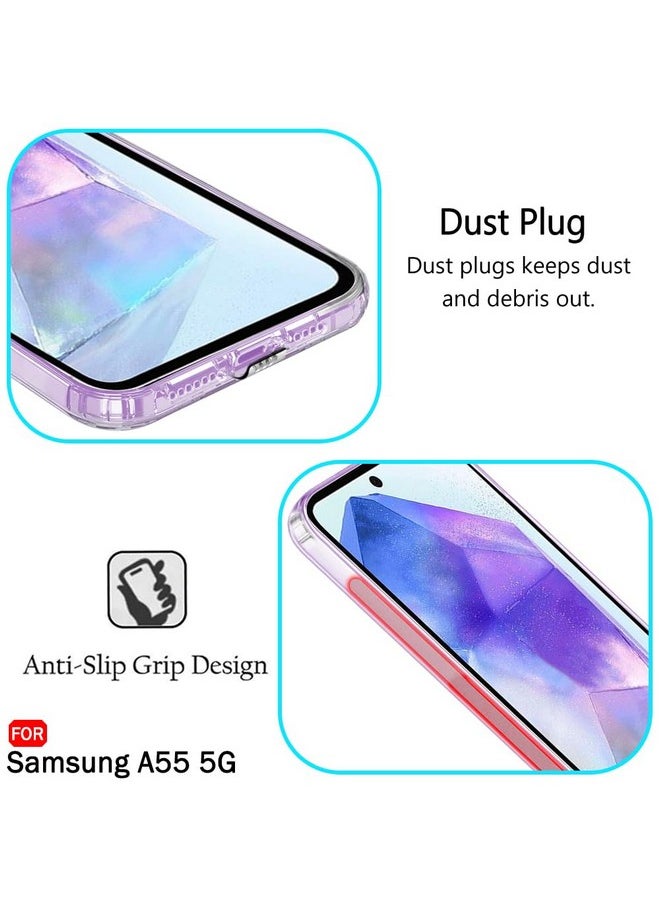 ذا جيفت كارت غطاء خلفي ناعم من TheGiftKart لهاتف Samsung Galaxy A55 5G | أفضل حماية للكاميرا | سدادات غبار مدمجة ومقبض مضاد للانزلاق | غطاء خلفي رفيع للغاية وشفاف لهاتف Samsung A55 5G (سيليكون، شفاف)  - Image 4