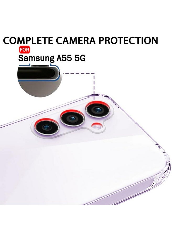ذا جيفت كارت غطاء خلفي ناعم من TheGiftKart لهاتف Samsung Galaxy A55 5G | أفضل حماية للكاميرا | سدادات غبار مدمجة ومقبض مضاد للانزلاق | غطاء خلفي رفيع للغاية وشفاف لهاتف Samsung A55 5G (سيليكون، شفاف)  - Image 3