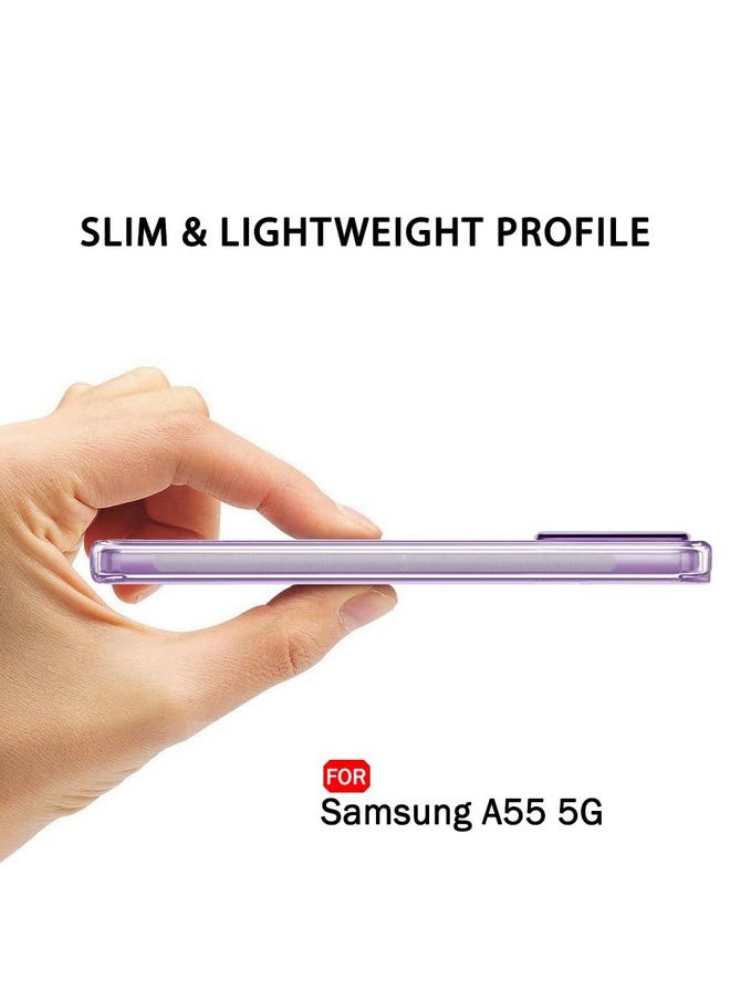 ذا جيفت كارت غطاء خلفي ناعم من TheGiftKart لهاتف Samsung Galaxy A55 5G | أفضل حماية للكاميرا | سدادات غبار مدمجة ومقبض مضاد للانزلاق | غطاء خلفي رفيع للغاية وشفاف لهاتف Samsung A55 5G (سيليكون، شفاف)  - Image 5