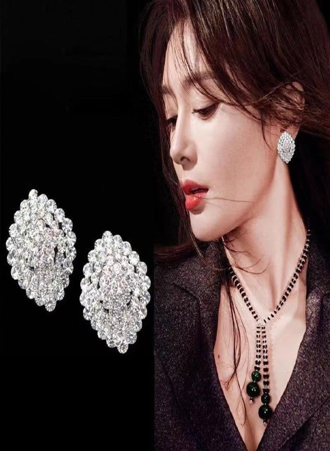 Mingkeda Women's Stunning Crystal Diamante Cluster Stud Earrings for Party Prom Clear Gold - Image 4