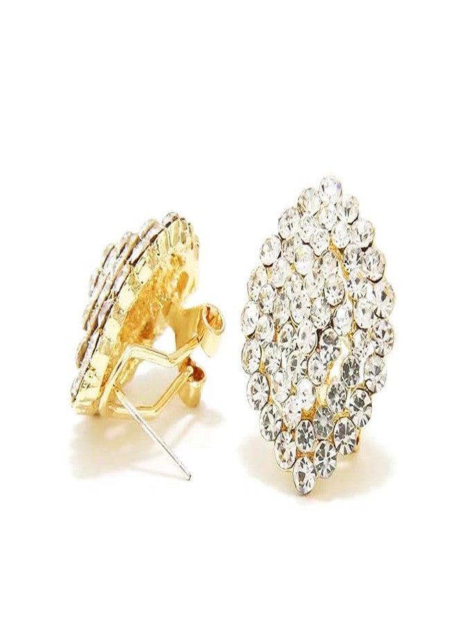 Mingkeda Women's Stunning Crystal Diamante Cluster Stud Earrings for Party Prom Clear Gold - Image 1