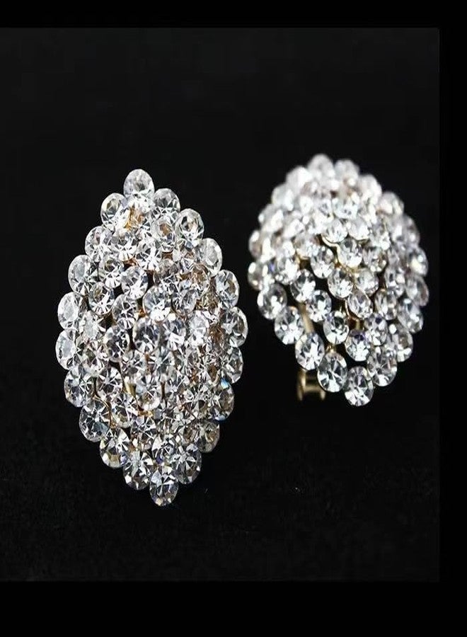 Mingkeda Women's Stunning Crystal Diamante Cluster Stud Earrings for Party Prom Clear Gold - Image 5