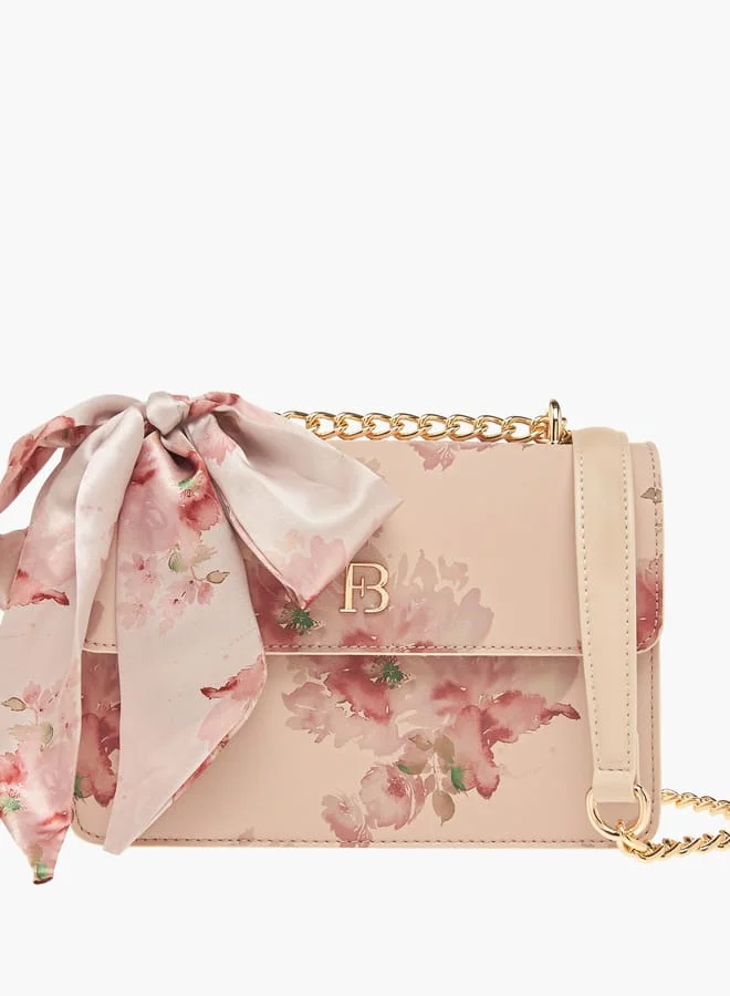 فلورا بيلا من شو إكسبرس Womens Floral Print Crossbody Bag With Scarf Accent And Magnetic Button Closure