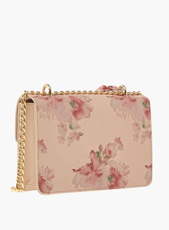 فلورا بيلا من شو إكسبرس Womens Floral Print Crossbody Bag With Scarf Accent And Magnetic Button Closure