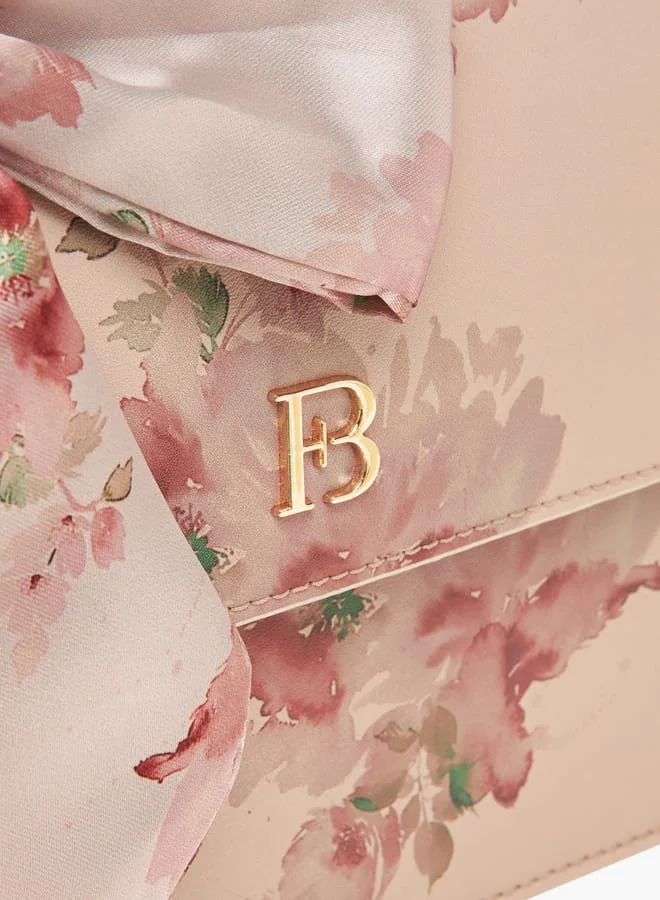 فلورا بيلا من شو إكسبرس Womens Floral Print Crossbody Bag With Scarf Accent And Magnetic Button Closure