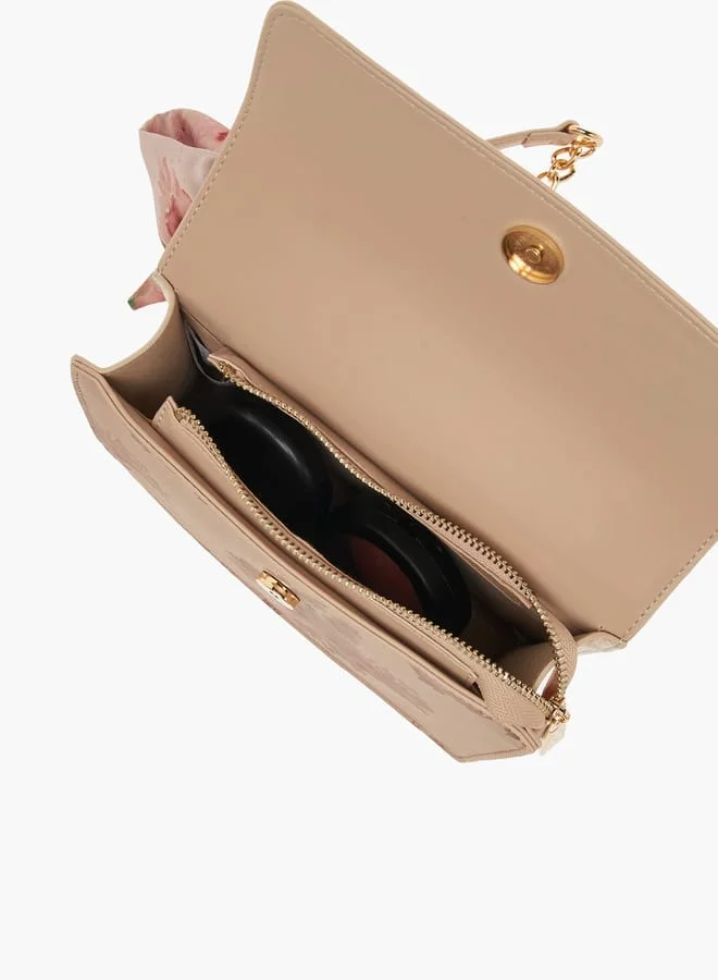 فلورا بيلا من شو إكسبرس Womens Floral Print Crossbody Bag With Scarf Accent And Magnetic Button Closure
