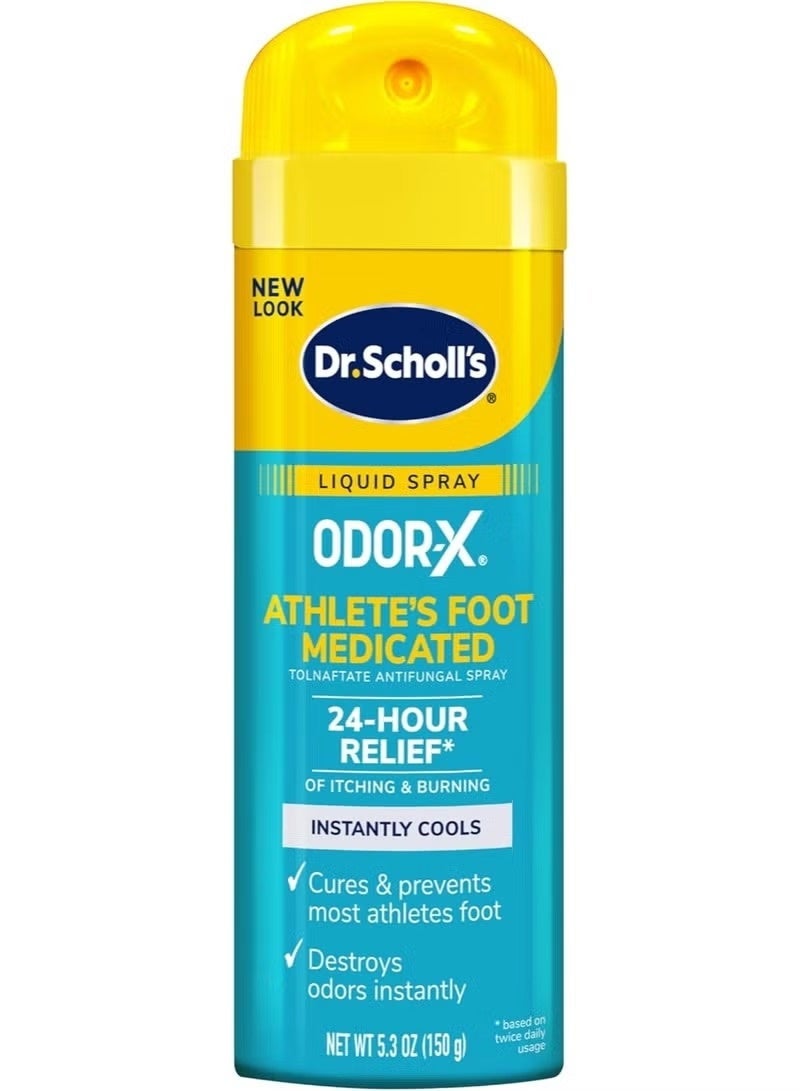 دكتور شولز بخاخ "دكتور شولز" (Dr. Scholl's) العلاجي "أودور-إكس" (ODOR-X) للقدم الرياضية، 5.3 أونصة | بخاخ مضاد للفطريات يحتوي على مادة "تولنافتات" (Tolnaftate) | تخفيف الحكة والشعور بالحرقان | شعور بالانتعاش والراحة | القضاء على روائح القدمين - Image 1