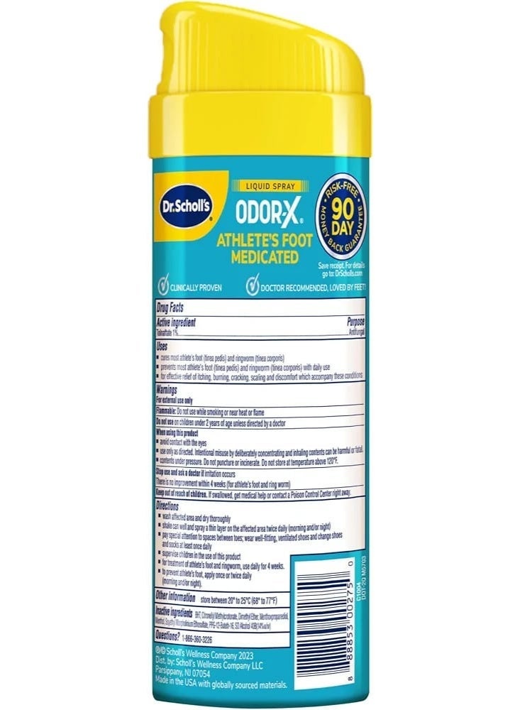 دكتور شولز بخاخ "دكتور شولز" (Dr. Scholl's) العلاجي "أودور-إكس" (ODOR-X) للقدم الرياضية، 5.3 أونصة | بخاخ مضاد للفطريات يحتوي على مادة "تولنافتات" (Tolnaftate) | تخفيف الحكة والشعور بالحرقان | شعور بالانتعاش والراحة | القضاء على روائح القدمين - Image 2