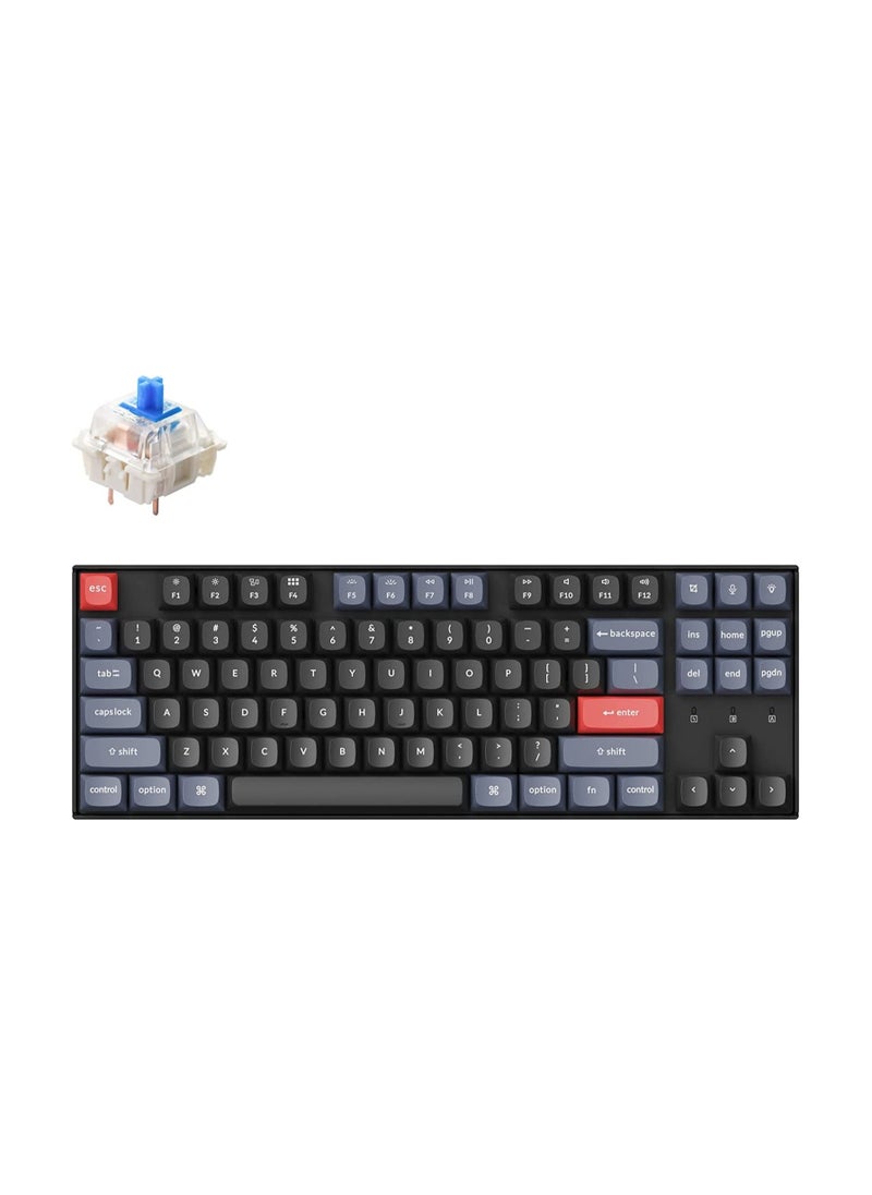 Keychron - K8 Pro Wireless Custom Mechanical Keyboard, 87 keys QMK/VIA Programmable Bluetooth/Wired White Backlight Tenkeyless with Hot-swappable Gateron G Pro Blue Switch Compatible with Mac Windows Linux - Image 1