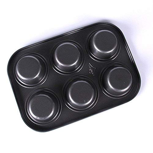 NF noble foods 6 Cups Muffin Pan Baking Tray Top Non Stick Bakeware Cakes and Cupcakes Made of Aluminum Heat Resistant Black - Image 4