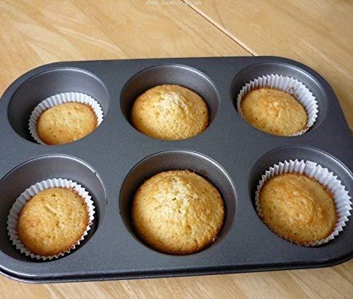 NF noble foods 6 Cups Muffin Pan Baking Tray Top Non Stick Bakeware Cakes and Cupcakes Made of Aluminum Heat Resistant Black - Image 3