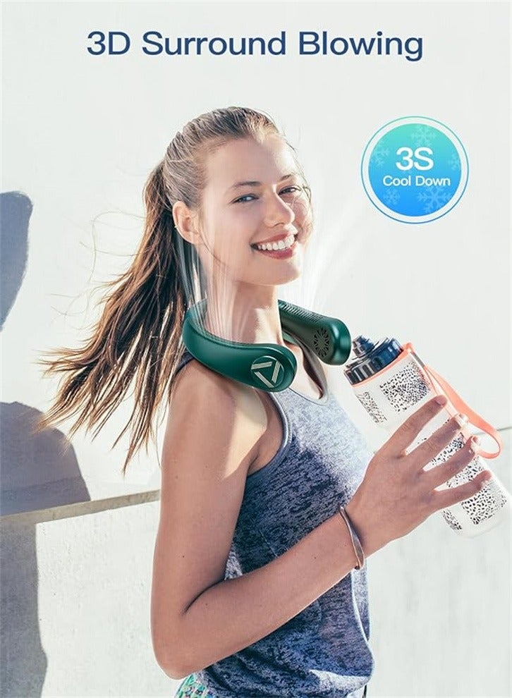 Loquat Neck Air Conditioner, Portable Neck Fan with Cooling Plate, 3 Speeds Powerful AC Neck Fan Cooling Device 3 Mode Neck Cooler, Rechargeable 4000 mAh Personal Wearable Air Conditioner for（green） - Image 4