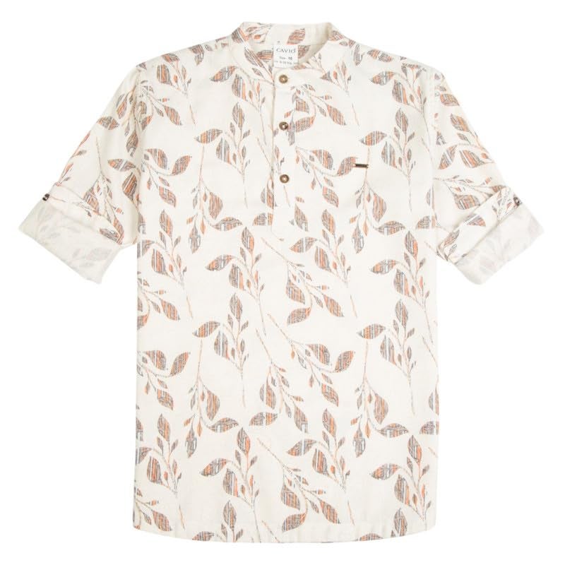 CAVIO Boys Regular Fit Printed Full Sleeves Short Kurta Shirt - Image 4
