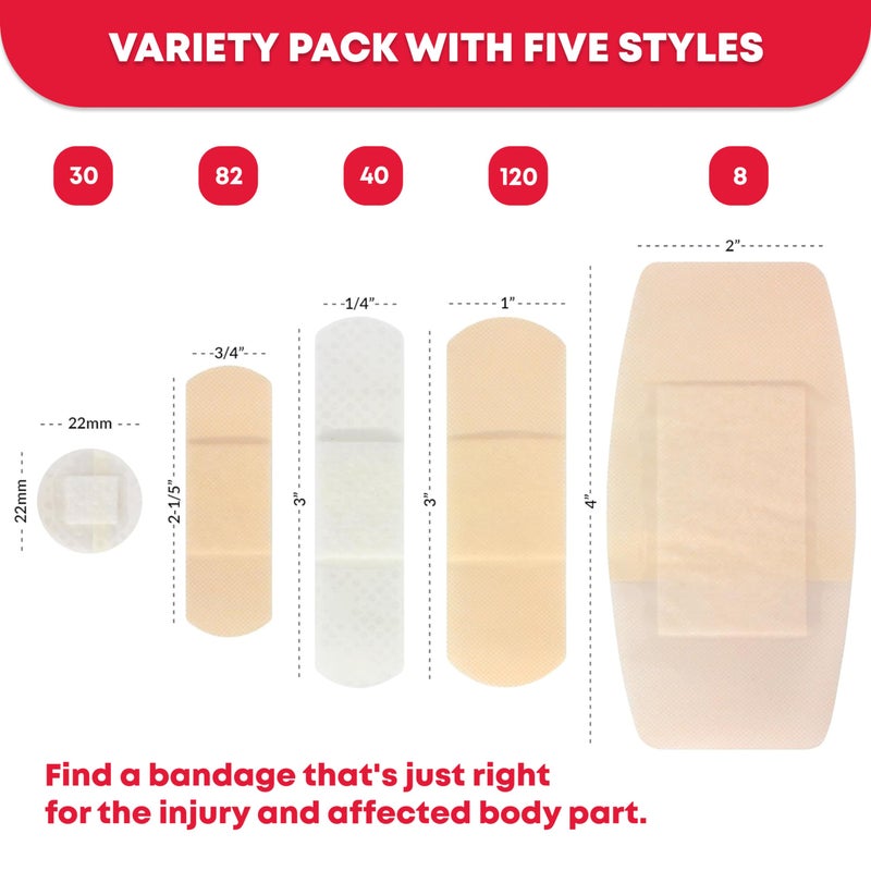 Ever Ready First Aid Quality Adhesive Bandages, Variety Pack of 280 Assorted Bandages,280 Count (Pack of 1) - Image 2